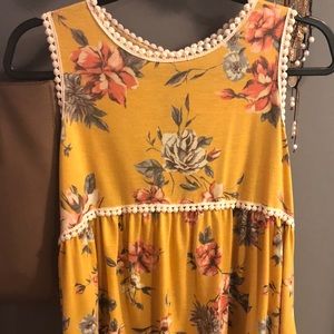 POL style floral shirt yellow tank top